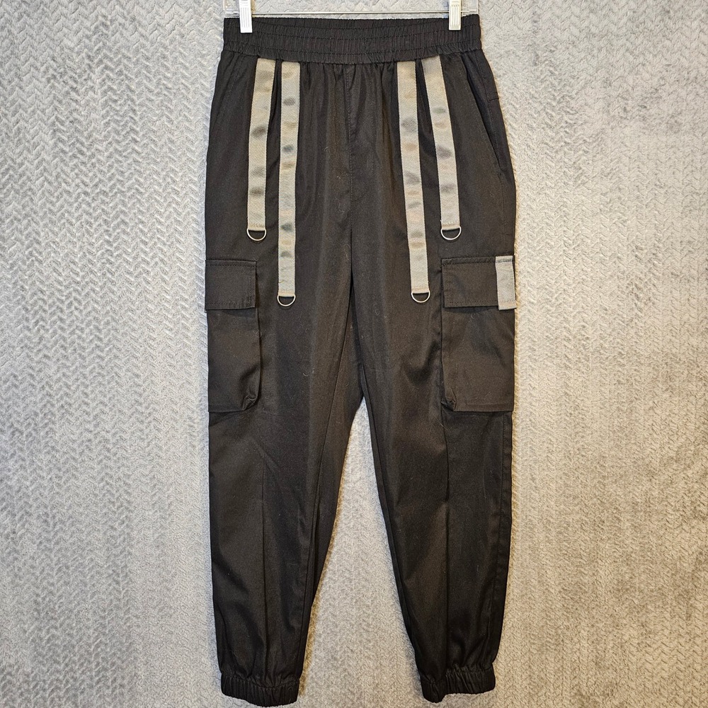 Tek Black Techwear Cargo Jogger Pants Tactical D-Ring Straps Size M